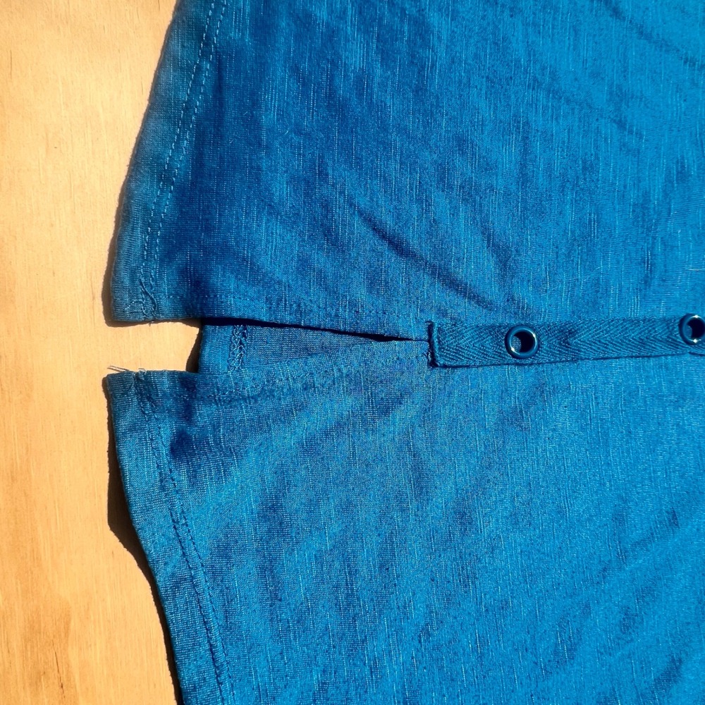 Teal Blue Slub Knit Snap Back Tank Top Sleeveless Crew Neck BLT3920A - Picture 4 of 6